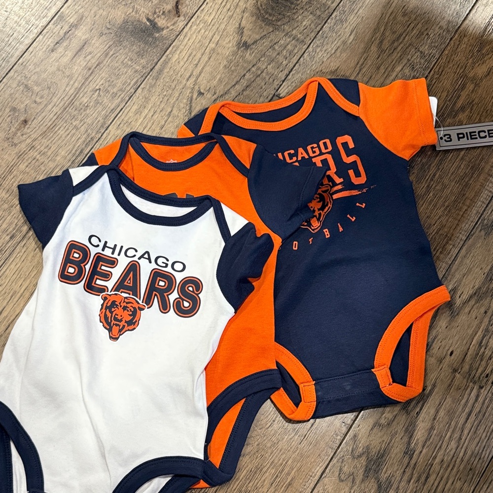 NFL Chicago Bears Baby Bodysuit Set - Navy, Orange, White